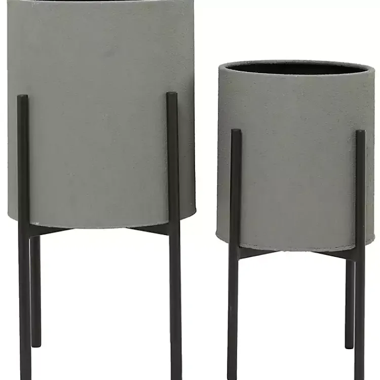 Kirklands Home Planters|Dark Barrel 2-pc. Planter Set Gray