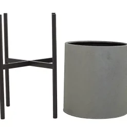 Kirklands Home Planters|Dark Barrel 2-pc. Planter Set Gray