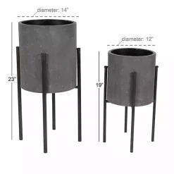 Kirklands Home Planters|Dark Barrel 2-pc. Planter Set Gray
