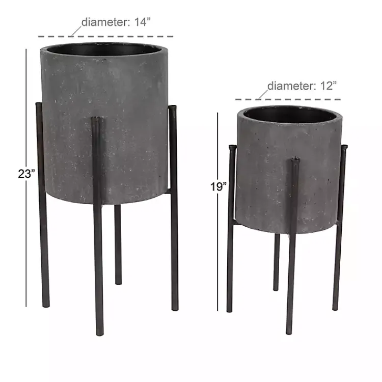 Kirklands Home Planters|Dark Barrel 2-pc. Planter Set Gray