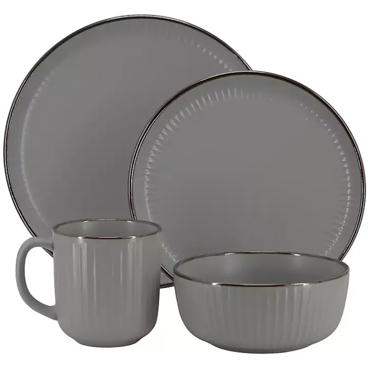 Kirklands Home Dinnerware|Dark Leo Stoneware 16-pc. Dinnerware Set Gray