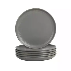Kirklands Home Dinnerware|Dark Linear Salad Plates, Set of 6 Gray