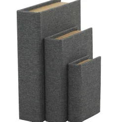 Outlet Dark Linen Book Boxes, Set of 3 Baskets & Boxes