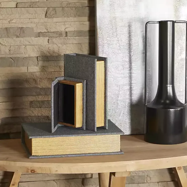 Outlet Dark Linen Book Boxes, Set of 3 Baskets & Boxes