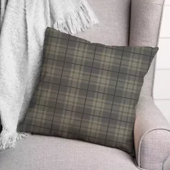 Kirklands Home Outdoor Cushions & Pillows|Dark Plaid Indoor/Outdoor Pillow Gray
