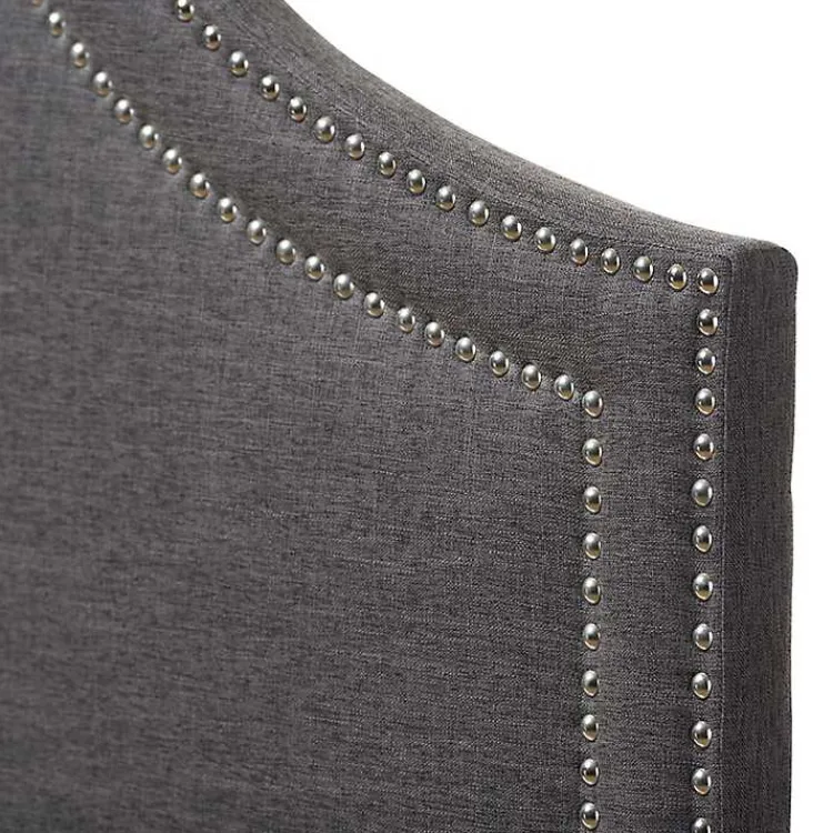 Kirklands Home Beds & Headboards|Dark Scalloped Corner Queen Headboard Gray