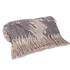 New Dark Slub Striped Tassel Throw Blankets & Throws