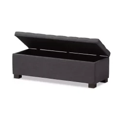 Kirklands Home Entryway Furniture|Dark Tufted Contemporary Storage Bench Gray