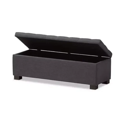 Kirklands Home Entryway Furniture|Dark Tufted Contemporary Storage Bench Gray