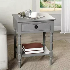 Kirklands Home Accent & End Tables|Dark Wood Barrett Accent Table Gray