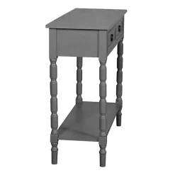 Kirklands Home Console Tables|Dark Wood 2-Drawer Barrett Console Table Gray