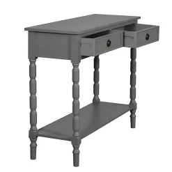 Kirklands Home Console Tables|Dark Wood 2-Drawer Barrett Console Table Gray