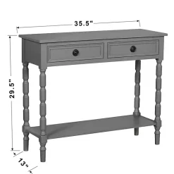 Kirklands Home Console Tables|Dark Wood 2-Drawer Barrett Console Table Gray