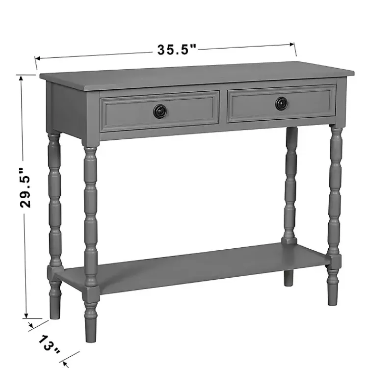 Kirklands Home Console Tables|Dark Wood 2-Drawer Barrett Console Table Gray