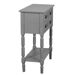 Kirklands Home Console Tables|Dark Wood 4-Drawer Barrett Console Table Gray