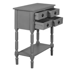 Kirklands Home Console Tables|Dark Wood 4-Drawer Barrett Console Table Gray