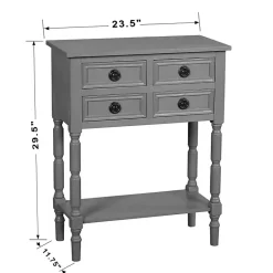Kirklands Home Console Tables|Dark Wood 4-Drawer Barrett Console Table Gray
