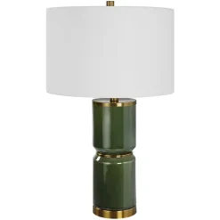 Kirklands Home Table Lamps|Dark Green and Gold Eva Table Lamp White