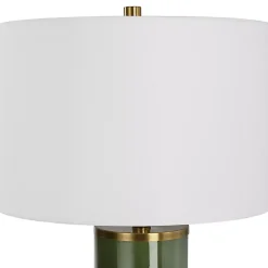 Kirklands Home Table Lamps|Dark Green and Gold Eva Table Lamp White