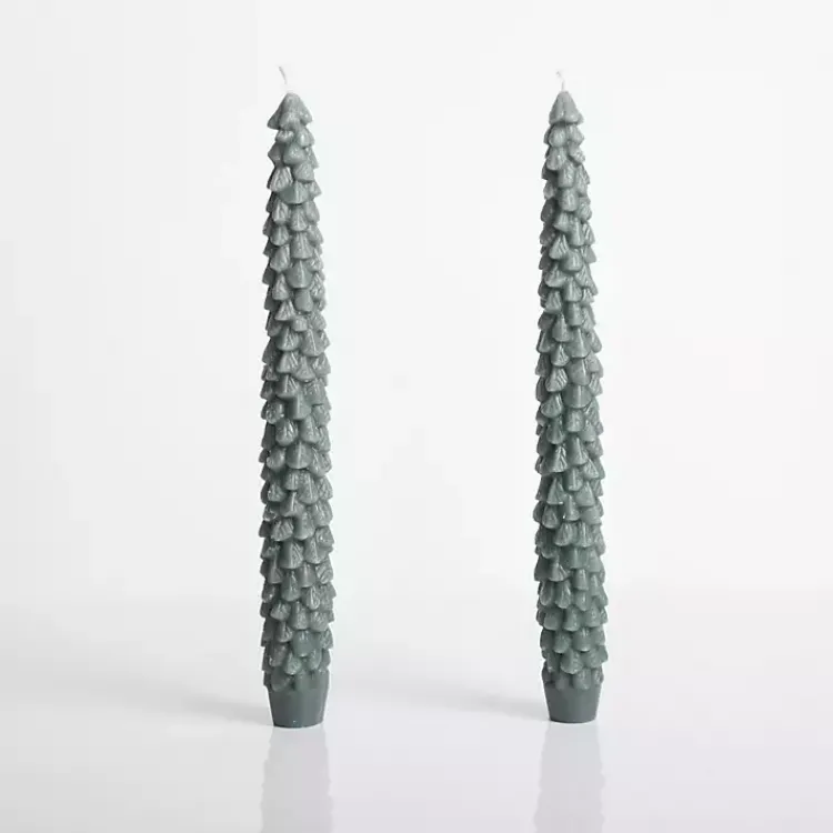 New Dark Christmas Tree Taper Candles, Set of 2 Candles
