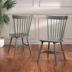 Kirklands Home Dining Chairs|Dark Parker Spindle Dining Chairs, Set of 2 Green