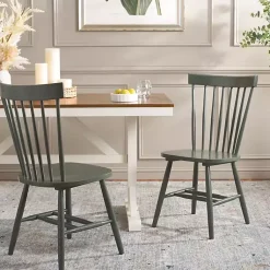 Kirklands Home Dining Chairs|Dark Parker Spindle Dining Chairs, Set of 2 Green