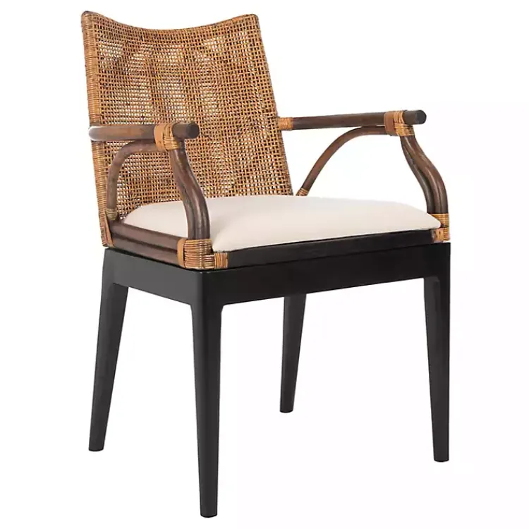 Kirklands Home Accent Chairs|Dark Rattan and Mahogany Gianni Accent Chair Brown