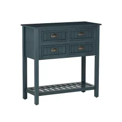 Kirklands Home Console Tables|Dark Teal Beadboard Console Table Blue