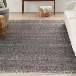 Kirklands Home Area Rugs|Dark Vintage Floral Washable Area Rug, 5x7 Gray