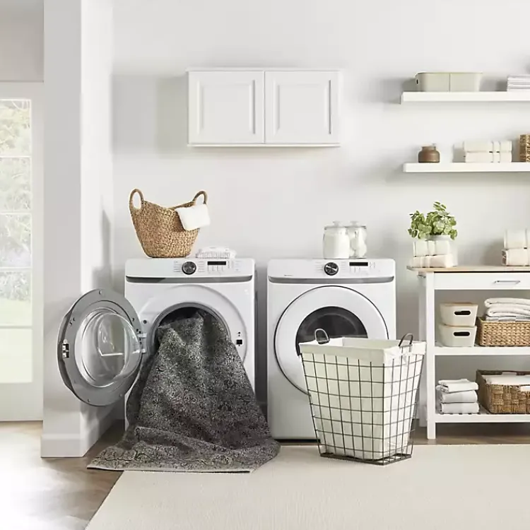 Kirklands Home Area Rugs|Dark Vintage Floral Washable Area Rug, 5x7 Gray