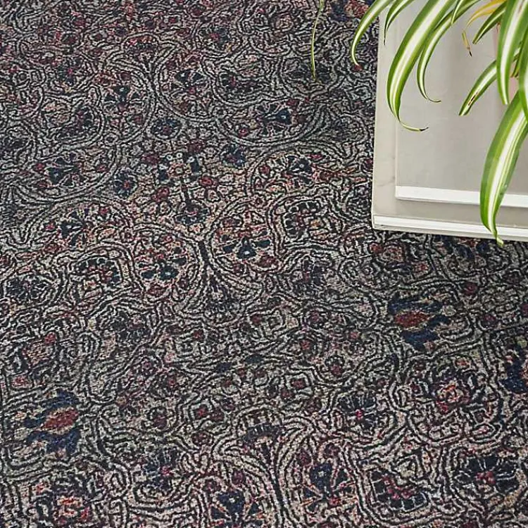 Kirklands Home Area Rugs|Dark Vintage Floral Washable Area Rug, 5x7 Gray