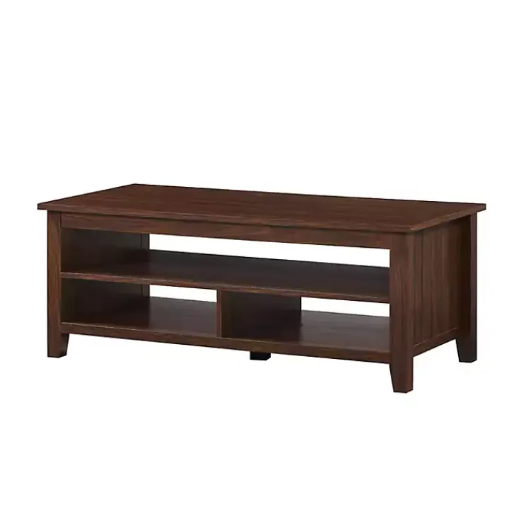 Kirklands Home Coffee Tables|Dark Walnut Grooved Side Panel Coffee Table Brown