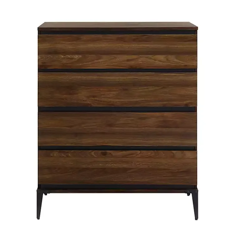 Kirklands Home Dressers & Chests|Dark Walnut Midcentury Four-Drawer Chest Brown