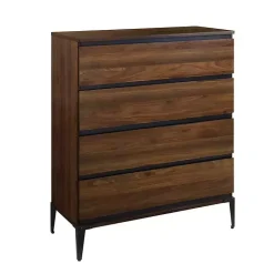 Kirklands Home Dressers & Chests|Dark Walnut Midcentury Four-Drawer Chest Brown