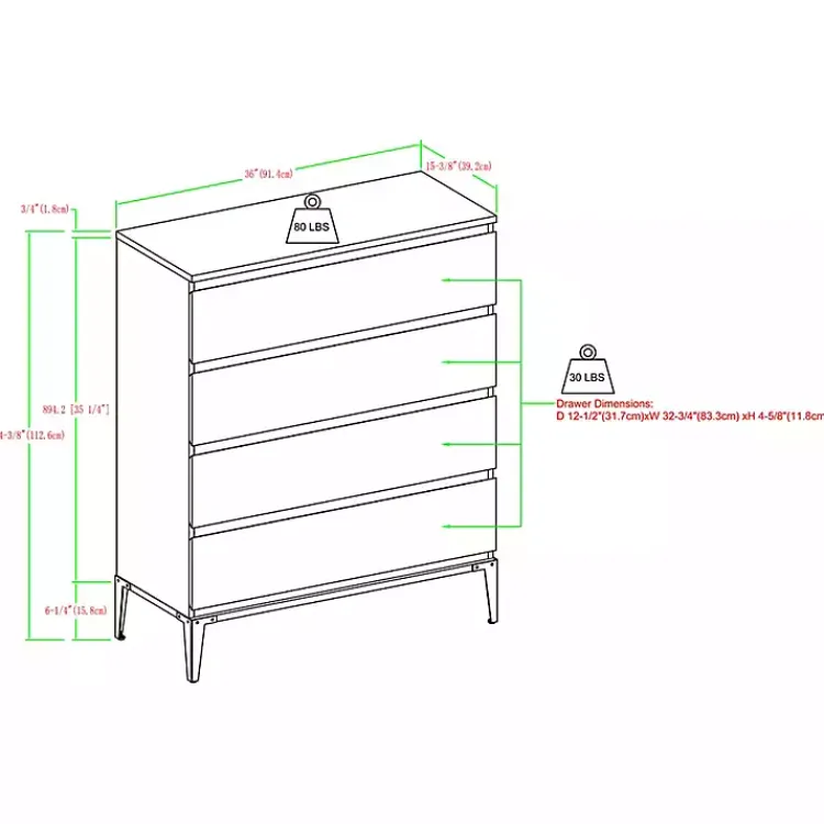 Kirklands Home Dressers & Chests|Dark Walnut Midcentury Four-Drawer Chest Brown
