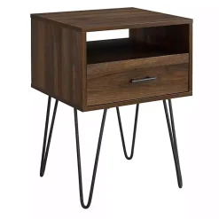 Kirklands Home Accent & End Tables|Dark Walnut Modern Farmhouse Side Table Brown