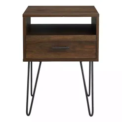 Kirklands Home Accent & End Tables|Dark Walnut Modern Farmhouse Side Table Brown