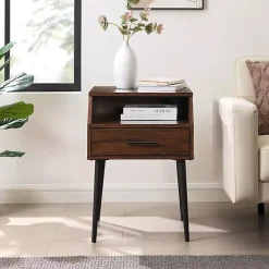 Kirklands Home Accent & End Tables|Dark Walnut Open Storage Accent Table Brown