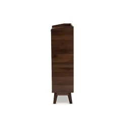 Kirklands Home Entryway Furniture|Dark Walnut 5-Shelf Wooden Shoe Cabinet Brown