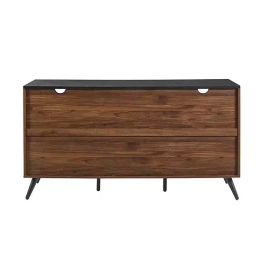 Kirklands Home Cabinets & Sideboards|Dark Walnut Slatted 4-Drawer Cabinet Brown