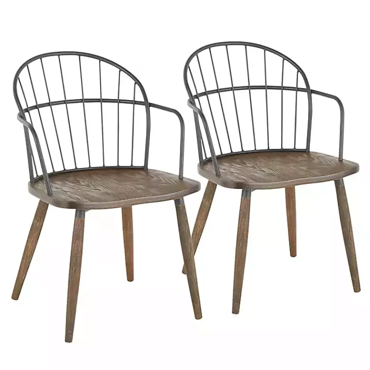 Kirklands Home Dining Chairs|Dark Walnut Wood Spindle Dining Chairs, Set of 2