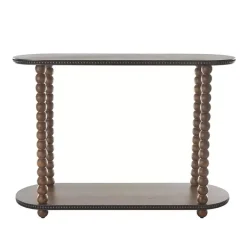Kirklands Home Console Tables|Dark Wood Beaded Spindle Console Table Brown