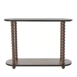 Kirklands Home Console Tables|Dark Wood Beaded Spindle Console Table Brown