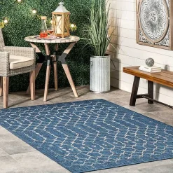 Kirklands Home Outdoor Rugs|Davon Blue Moroccan Trellis Outdoor Rug, 8x10
