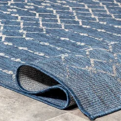 Kirklands Home Outdoor Rugs|Davon Blue Moroccan Trellis Outdoor Rug, 8x10