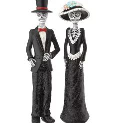 Day of the Dead Skeleton Couple Statues, Set of 2 Halloween