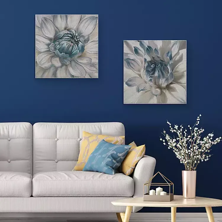 Kirklands Home Canvas Art|Daytime Blue Dahlia Canvas Art Prints, Set of 2