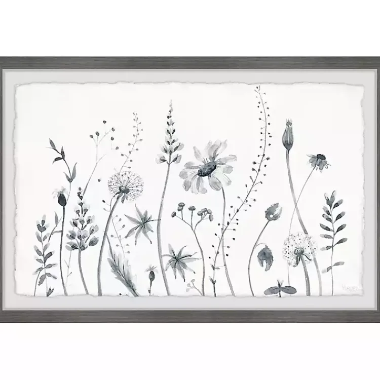 Kirklands Home Framed Art|Deckled Gray Flower Fields Framed Art Print