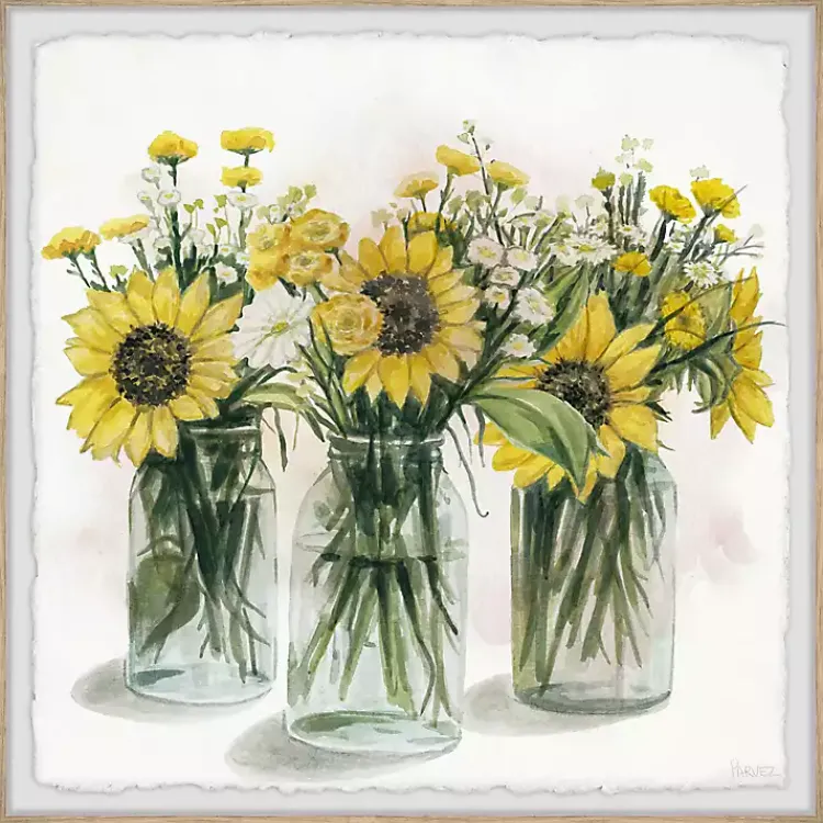Kirklands Home Framed Art|Deckled Sunflower Trio Framed Art Print