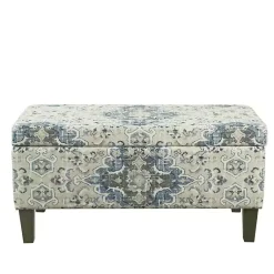 Kirklands Home Benches & Ottomans|Decorative Antique Storage Bench Blue